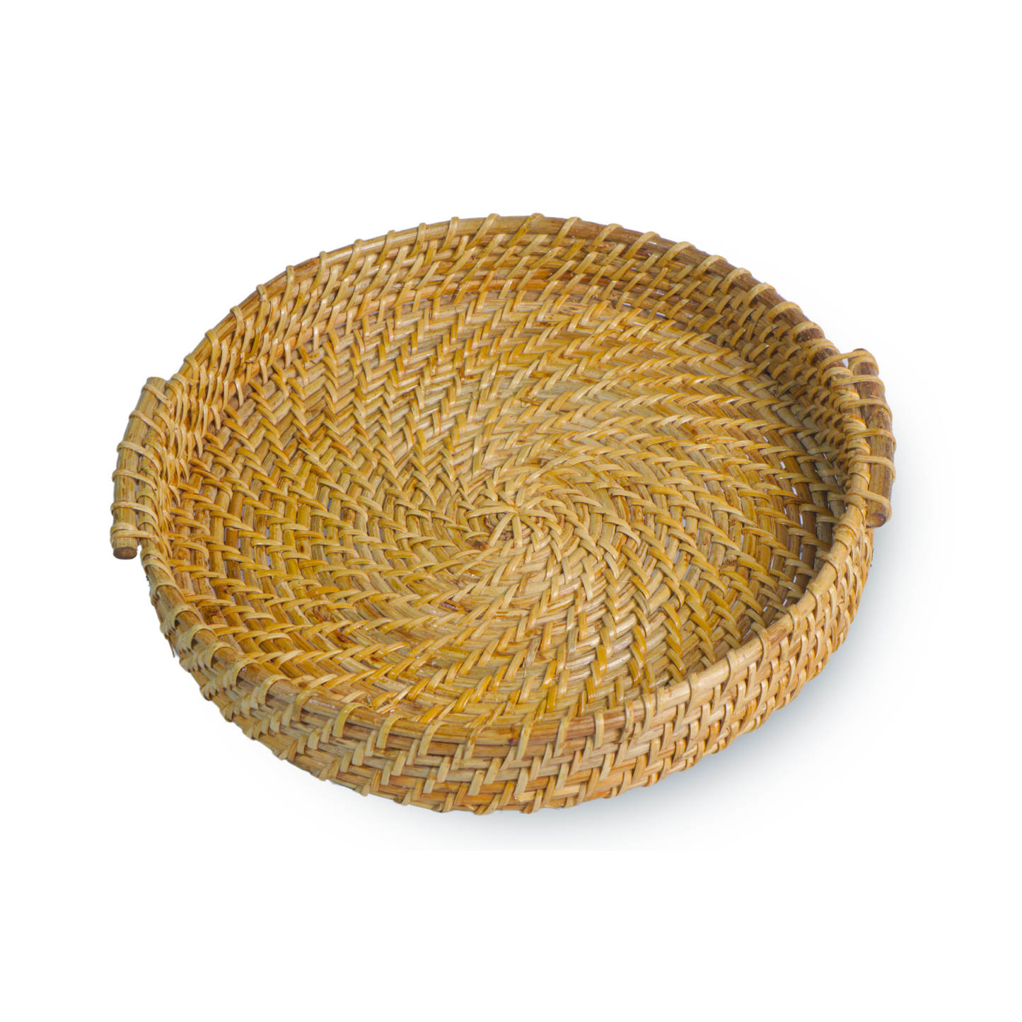 Maati India Rattan Cane Tray with Handle (Round)