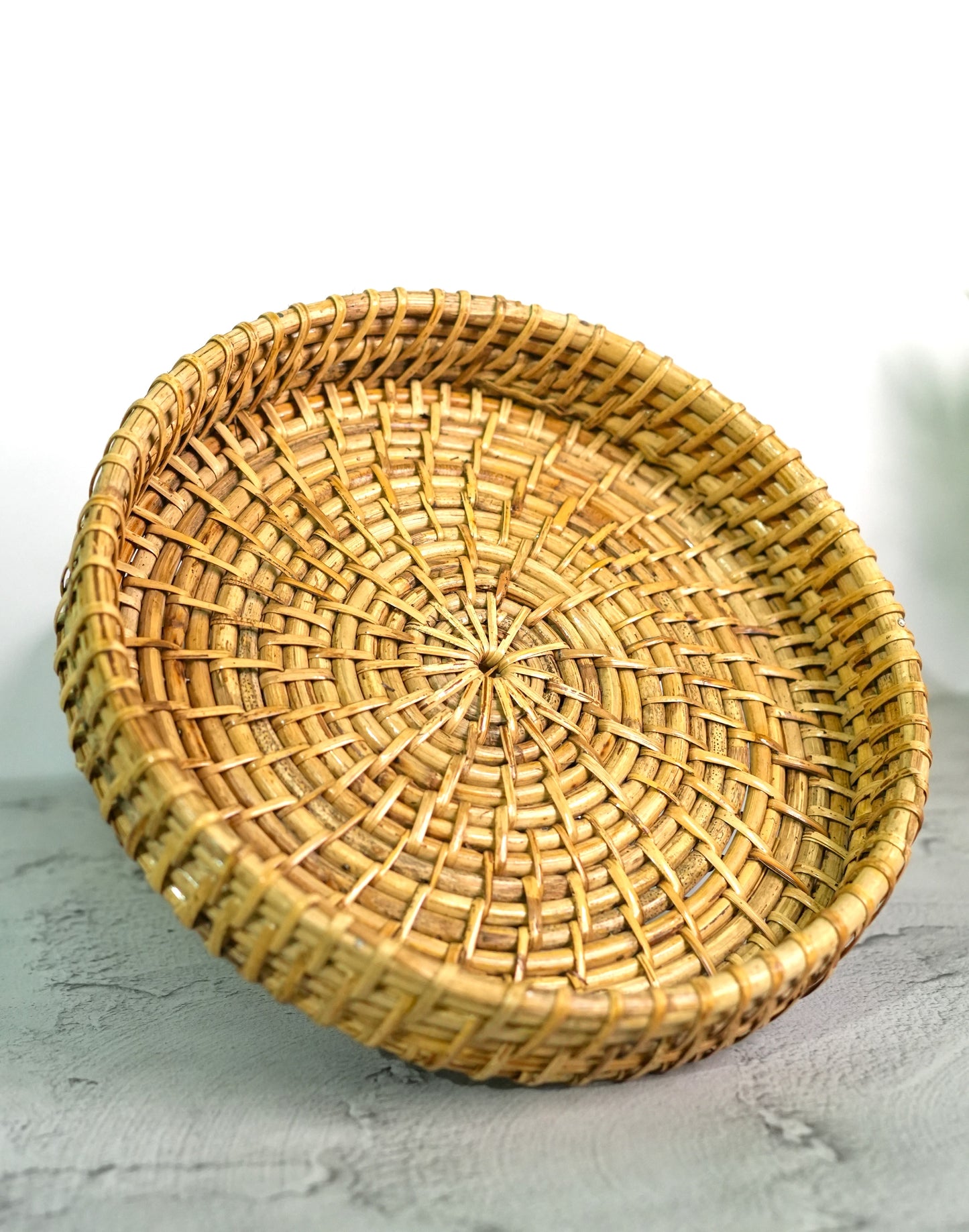 Maati India Round Rattan Cane Tray