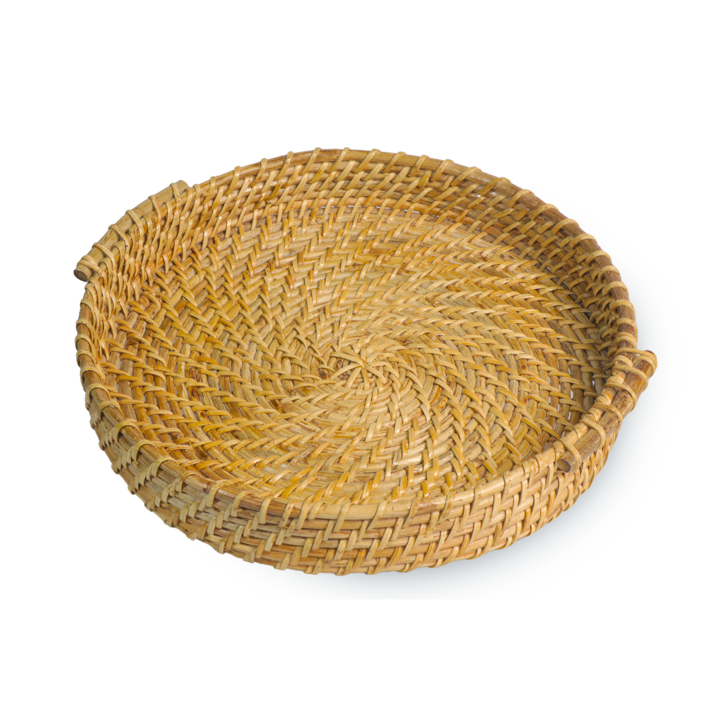 Maati India Rattan Cane Tray with Handle (Round)