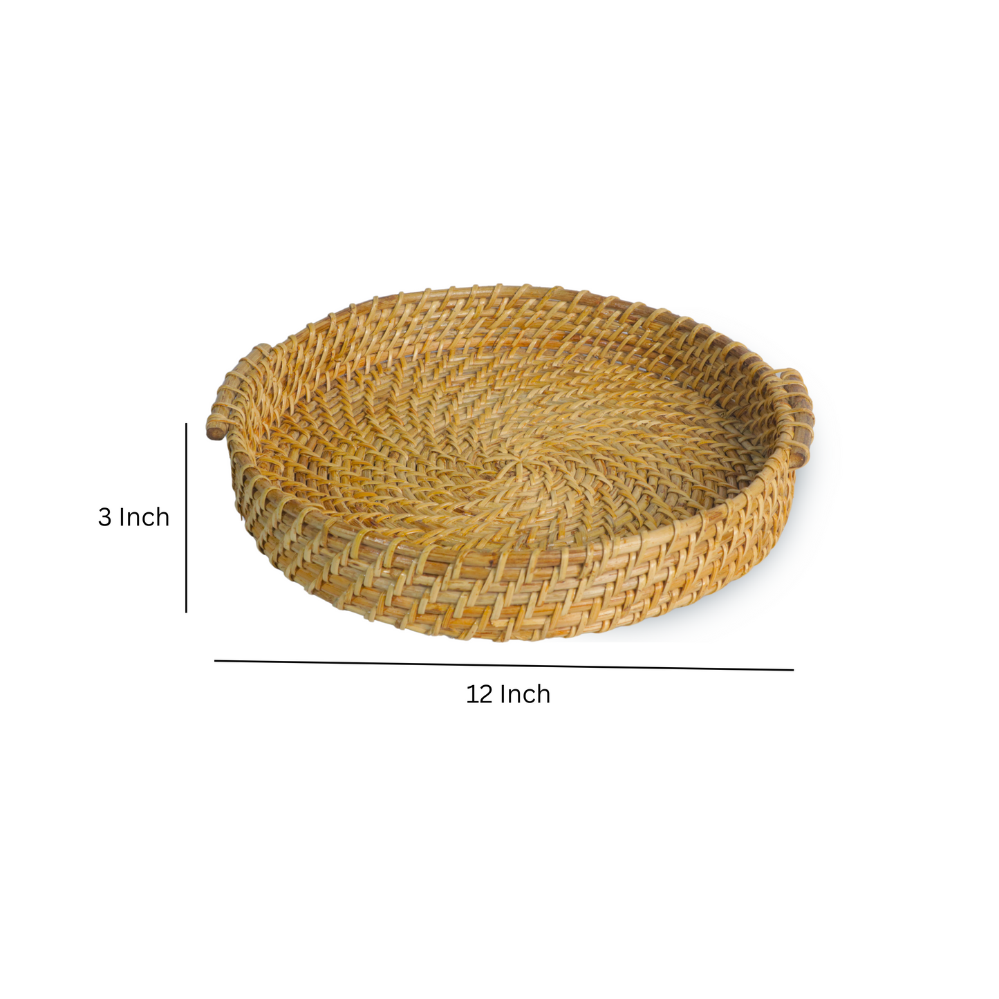 Maati India Rattan Cane Tray with Handle (Round)