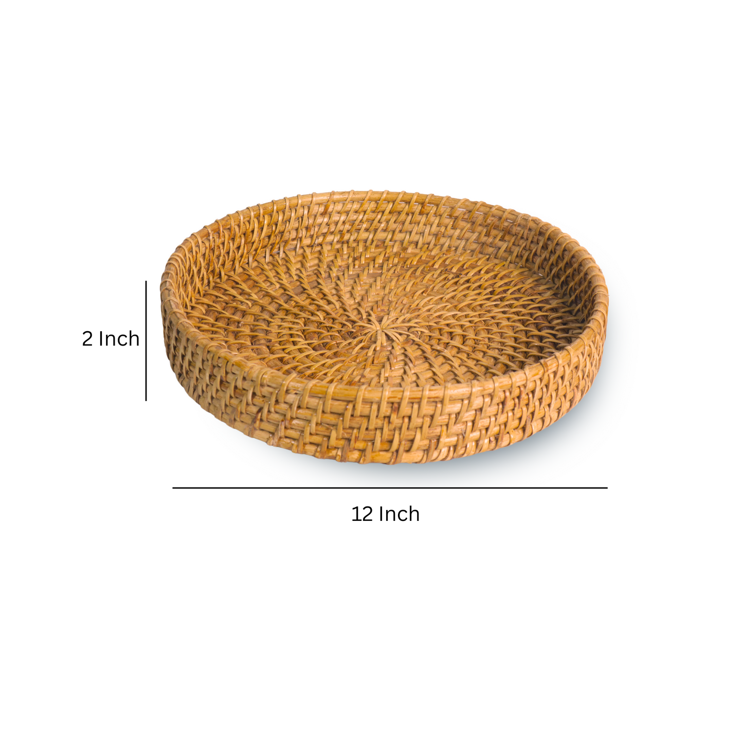 Maati India Round Rattan Cane Tray