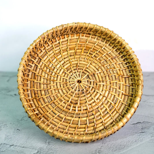 Maati India Round Rattan Cane Tray