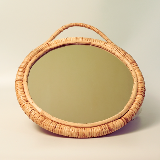 Maati India Round Handcrafted Rattan Cane Mirror